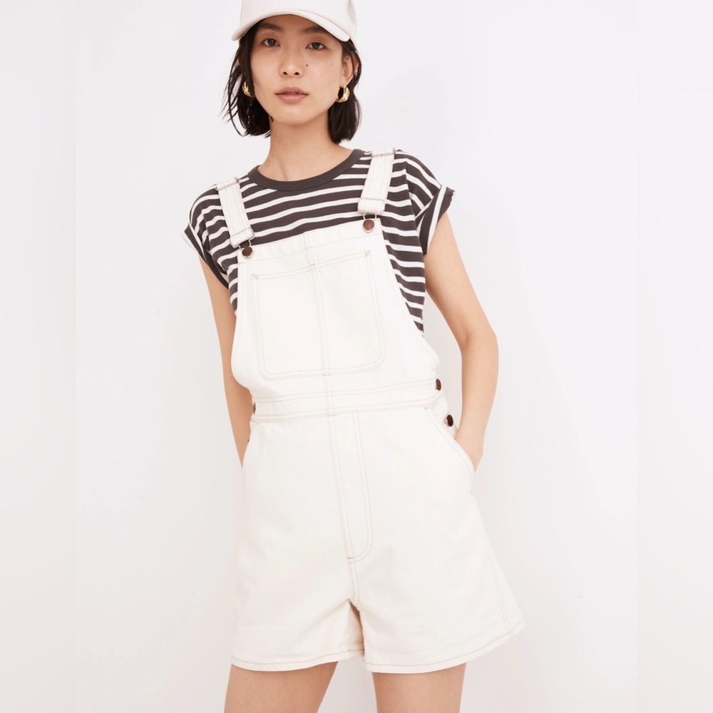 NWT Madewell Denim Corsica Short Overalls in Vintage Canvas Wash